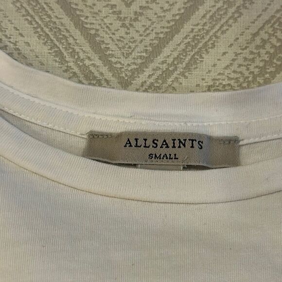 ALL SAINTS Women’s White Short Sleeve with Ruffle Sleeves Tee - Size S - Picture 2 of 5